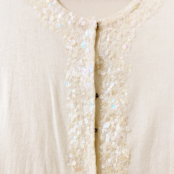 Club Monaco Silk & Cotton Blend Sequin Cartigan - Picture 5 of 6